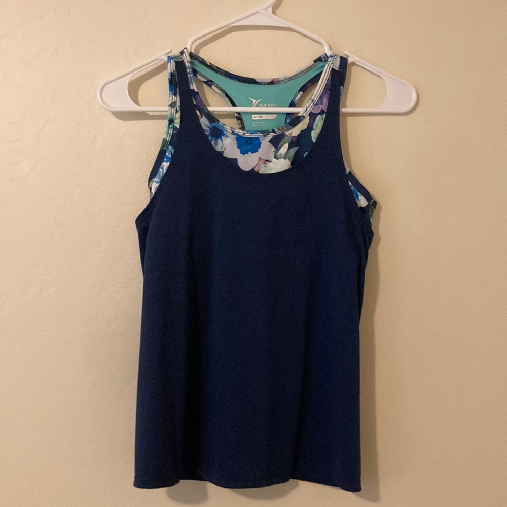 Tank top with built in floral sports bra